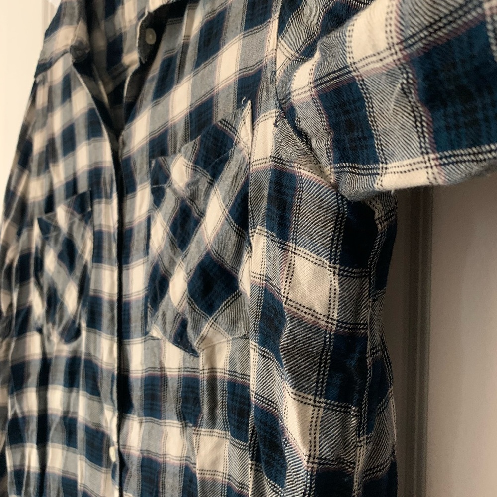 Lucky Brand Navy and Cream Plaid Shirt - Picture 3 of 9